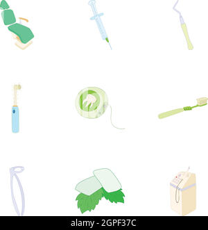 Zähne-Icons set, cartoon-Stil Stock Vektor