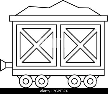 Warenkorb auf Rädern mit gold Symbol, Umriss-Stil Stock Vektor