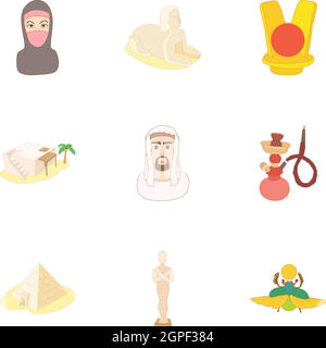 Land Ägypten Icons set, cartoon-Stil Stock Vektor