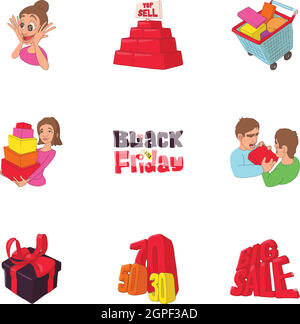 Heißer Preis Icons Set, Cartoon-Stil Stock Vektor