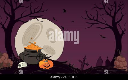 Fröhliches Halloween-Banner oder Party-Einladung Stock Vektor