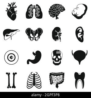 Menschliche Organe Icons Set, einfachen Stil Stock Vektor