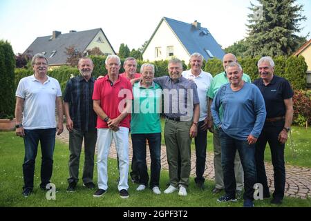 Gruppenbild vom Treffen der ehemaligen SCM Handball Spieler im Jahr 2021 Stockfoto