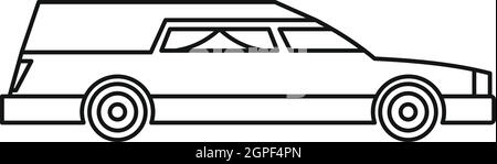 Leichenwagen Symbol, Umriss-Stil Stock Vektor