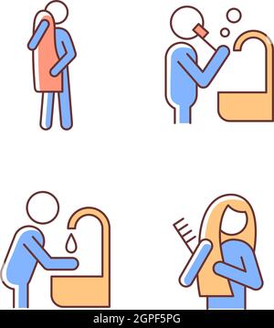 RGB-Farbsymbole im täglichen Leben eingestellt Stock Vektor