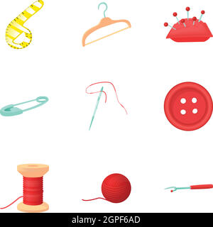 Handarbeiten Icons Set, Cartoon-Stil Stock Vektor