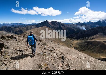 Wanderung entlang der Cordillera Huayhuash, Peru Stockfoto