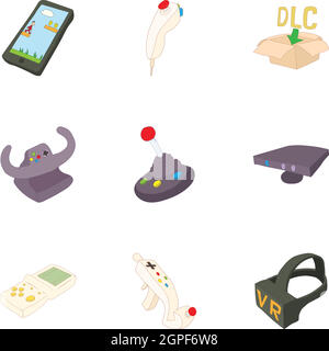 Spiel-Konsole Icons Set, Cartoon-Stil Stock Vektor