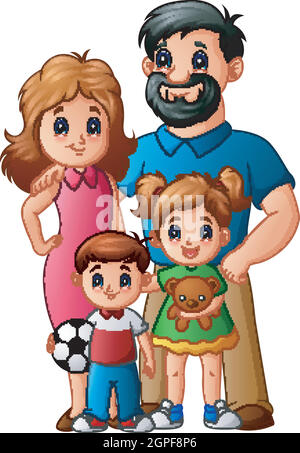 Vektor-Illustration von Happy Familie Cartoon Stock Vektor