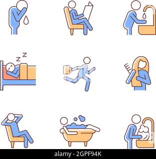 Tägliche RGB-Farbsymbole eingestellt Stock Vektor