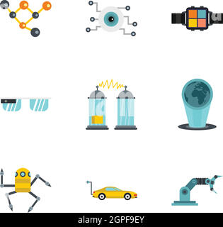 Neueste elektronische Geräte Symbole festlegen, flache Stil Stock Vektor