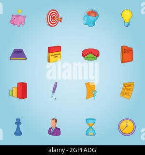 Business Icons set, cartoon-Stil Stock Vektor