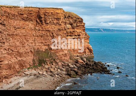 Red Otter Sandstone Cliffs am Danger Point, zu Fuß östlich von Otterton Ledge, Devon Stockfoto