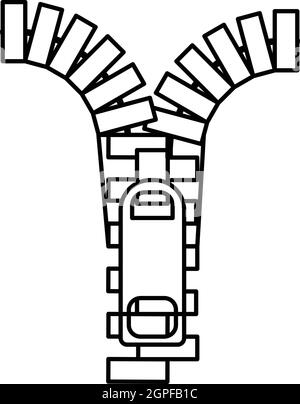 Reißverschluss-Symbol, Umriss-Stil Stock Vektor