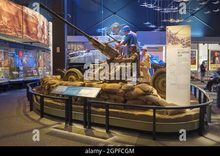 Ein Flak M1 Bofors Kanone während des Zweiten Weltkriegs verwendet. Im National Museum of the United States Army in Fort Belvoir, Virginia. Stockfoto