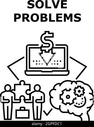 Lösen Von Problemen Vektor-Konzept Schwarz Illustration Stock Vektor