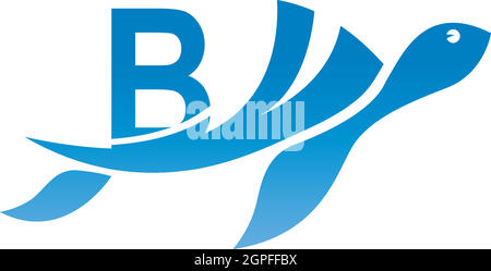 Symbol für Meeresschildkröten mit B-Logo als Illustration Stock Vektor