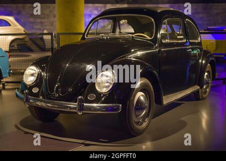 Turin, Italien - 13. August 2021: 1952 Volkswagen Tipo 1 Beetle präsentiert im Nationalen Automobilmuseum (MAUTO) in Turin, Italien. Stockfoto