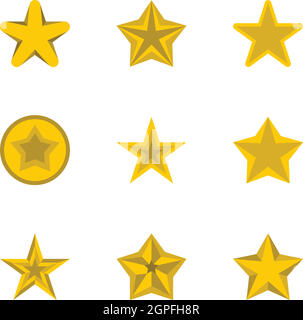 Sterne Icons Set, flachen Stil Stock Vektor