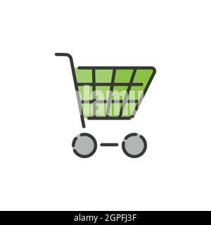 Leeren Sie den Warenkorb. Ausgefülltes Farbsymbol. Commerce Vektorgrafik Stock Vektor