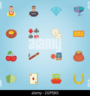 Casino Spiel Icons Set, Cartoon-Stil Stock Vektor