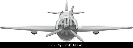 Flugzeug Vorderansicht Symbol, grauen monochromen Stil Stock Vektor