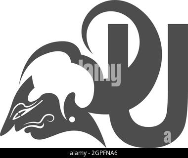 Javanische Puppe Symbol mit Buchstaben Logo Design Vektor Illustration Stock Vektor