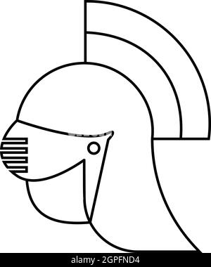 Mittelalterliche Helmsymbol, Umriss-Stil Stock Vektor