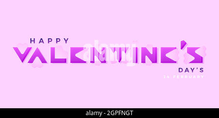 Illustration eines Valentinstag-Texteffekts mit abgerundetem Formmodell. Anwendbar für Tapeten, Grußkarten, Einladung, Druckpapier, Social-Media-Banner und Website. Stock Vektor