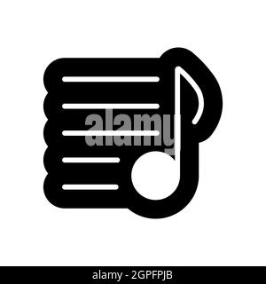 Symbol für Vektorgrafik der Musik-Wiedergabeliste. Musiknoten und -Listen Stock Vektor