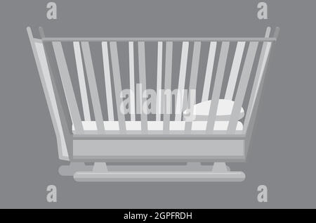 Bett für Kleinkind-Symbol, grauen Stil Monochrom Stock Vektor