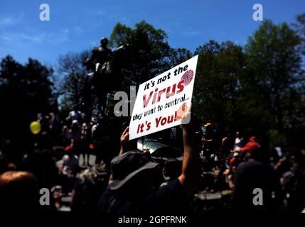 Weltweite Demonstration - weltweite Kundgebung für die Freiheit in Toronto, Kanada. Stockfoto