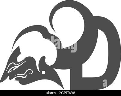 Javanische Puppe Symbol mit Buchstaben Logo Design Vektor Illustration Stock Vektor