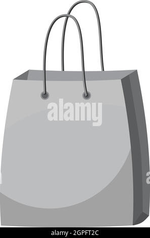 -Tasche mit Griffe Symbol, grauen Stil Monochrom Stock Vektor