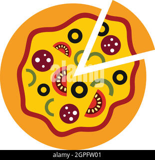 Pizza-Symbol, flachen Stil Stock Vektor