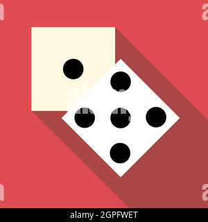 Zwei Würfel Würfel-Symbol, flachen Stil Stock Vektor