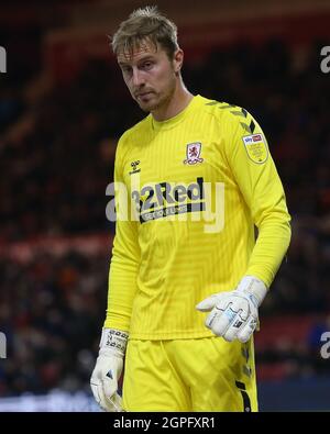 MIDDLESBROUGH, GROSSBRITANNIEN. 28. SEPTEMBER: Joe Lumley von Middlesbrough während des Sky Bet Championship-Spiels zwischen Middlesbrough und Sheffield United am Dienstag, den 28. September 2021 im Riverside Stadium, Middlesbrough. (Kredit: Mark Fletcher | MI News) Kredit: MI Nachrichten & Sport /Alamy Live News Stockfoto