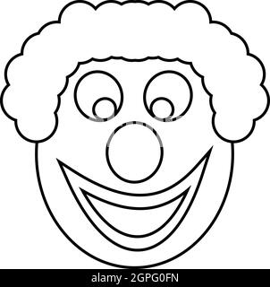 Clown-Kopf-Symbol, Umriss-Stil Stock Vektor