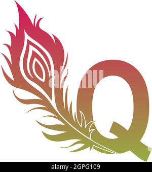 Buchstabe Q mit Feder-Logo-Symbol-Design-Vektor Stock Vektor