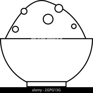 Reis in Schüssel Symbol, Umriss-Stil Stock Vektor