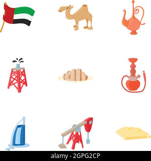 Vereinigte Arabische Emirate Icons Set, Cartoon-Stil Stock Vektor