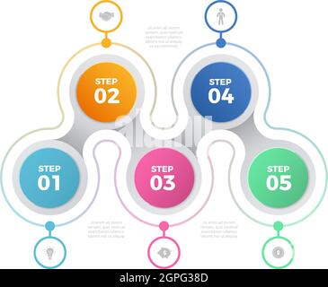 Schritte in der Business-Infografik. Moderne Vorlagen von Info-Präsentation von 3 Stufen Pfad Ziel Vektor Infografik Elemente Stock Vektor