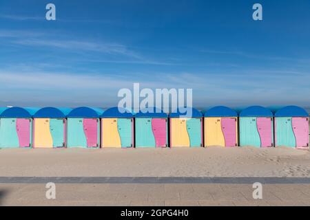 Cabines de Plage de Malo les Bains, Frankreich, Nord, été Stockfoto