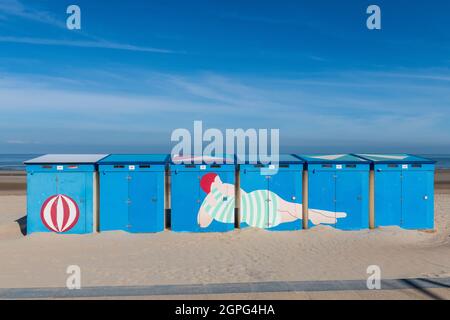 Cabines de Plage de Malo les Bains, Frankreich, Nord, été Stockfoto