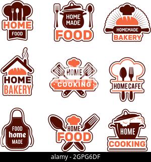 Logo für Hausmannskost. Küche Abzeichen Vektor Sammlung Bäckerei Silhouetten Vektor-Illustrationen