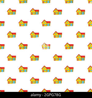 Haus mit Garage Muster, Cartoon-Stil Stock Vektor