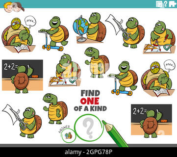 Ein einzigartiges Spiel für Kinder mit Comic-Schildkröten Stock Vektor