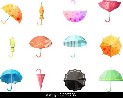 Regenschirm. Sammlung von Herbst Schutz Flexibilität Regenschirme regen Symbole Vektor-Set Stock Vektor