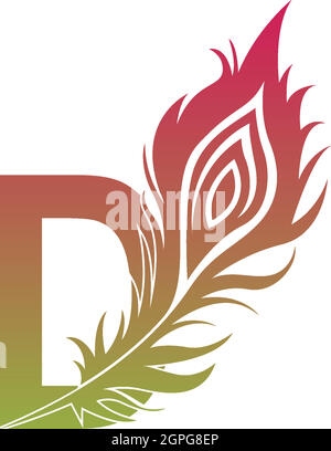 Buchstabe D mit Feder-Logo-Symbol-Design-Vektor Stock Vektor