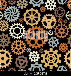 Zahnradmuster. Runde Form technischen Kreis Formen mechanischen Vektor nahtlosen Hintergrund Stock Vektor
